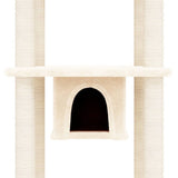 Cat Tree with Sisal Scratching Posts Cream 169 cm - Rear View