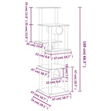 Cat Tree with Sisal Scratching Posts Cream 169 cm - Close-Up Angle