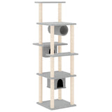Cat Tree with Sisal Scratching Posts Light Grey 169 cm - Front View