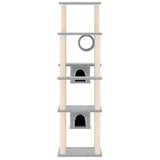 Cat Tree with Sisal Scratching Posts Light Grey 169 cm - Side View