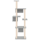 Cat Tree with Sisal Scratching Posts Light Grey 169 cm - Top-Down View