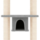 Cat Tree with Sisal Scratching Posts Light Grey 169 cm - Rear View