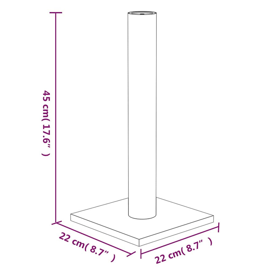 Cat Scratching Post Light Grey 22x22x45 cm