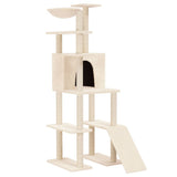 Cat Tree with Sisal Scratching Posts Cream 166 cm