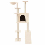 Cat Tree with Sisal Scratching Posts Cream 166 cm