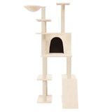 Cat Tree with Sisal Scratching Posts Cream 166 cm - Side View