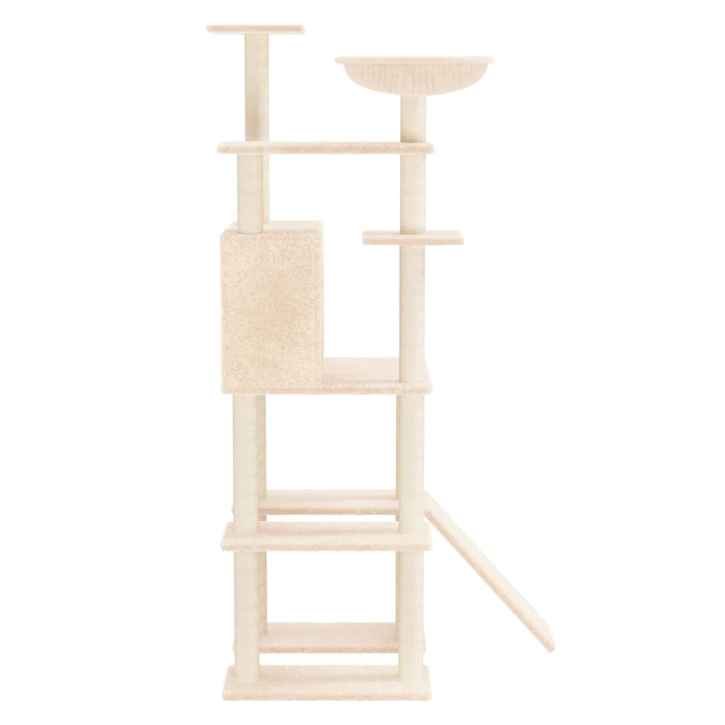 Cat Tree with Sisal Scratching Posts Cream 166 cm