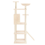 Cat Tree with Sisal Scratching Posts Cream 166 cm - Top-Down View