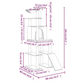 Cat Tree with Sisal Scratching Posts Cream 166 cm