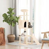 Cat Tree with Sisal Scratching Posts Cream 166 cm