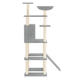 Cat Tree with Sisal Scratching Posts Light Grey 166 cm - Top-Down View