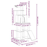 Cat Tree with Sisal Scratching Posts Light Grey 166 cm
