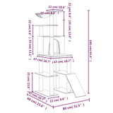 Cat Tree with Sisal Scratching Posts Light Grey 166 cm - Close-Up Angle