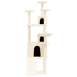 Cat Tree with Sisal Scratching Posts Cream 175 cm - Side View