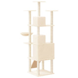 Cat Tree with Sisal Scratching Posts Cream 175 cm - 45-Degree Angle