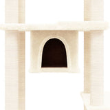 Cat Tree with Sisal Scratching Posts Cream 176 cm
