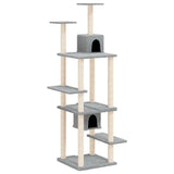 Cat Tree with Sisal Scratching Posts Light Grey 176 cm - Front View