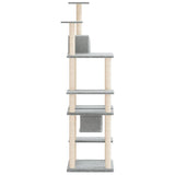 Cat Tree with Sisal Scratching Posts Light Grey 176 cm - Top-Down View