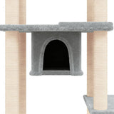 Cat Tree with Sisal Scratching Posts Light Grey 176 cm - Rear View
