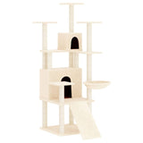 Cat Tree with Sisal Scratching Posts Cream 154 cm - Front View