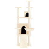 Cat Tree with Sisal Scratching Posts Cream 154 cm - Side View