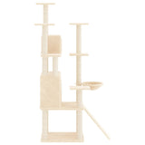 Cat Tree with Sisal Scratching Posts Cream 154 cm - Top-Down View