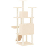 Cat Tree with Sisal Scratching Posts Cream 154 cm - 45-Degree Angle