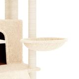 Cat Tree with Sisal Scratching Posts Cream 154 cm - Rear View