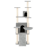 Cat Tree with Sisal Scratching Posts Light Grey 154 cm - Side View