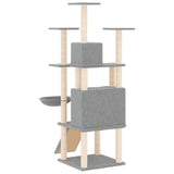 Cat Tree with Sisal Scratching Posts Light Grey 154 cm - 45-Degree Angle