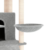 Cat Tree with Sisal Scratching Posts Light Grey 154 cm - Rear View