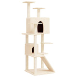 Cat Tree with Sisal Scratching Posts Cream 153 cm - Front View