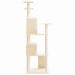 Cat Tree with Sisal Scratching Posts Cream 153 cm