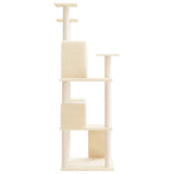 Cat Tree with Sisal Scratching Posts Cream 153 cm - Top-Down View