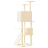 Cat Tree with Sisal Scratching Posts Cream 153 cm - 45-Degree Angle