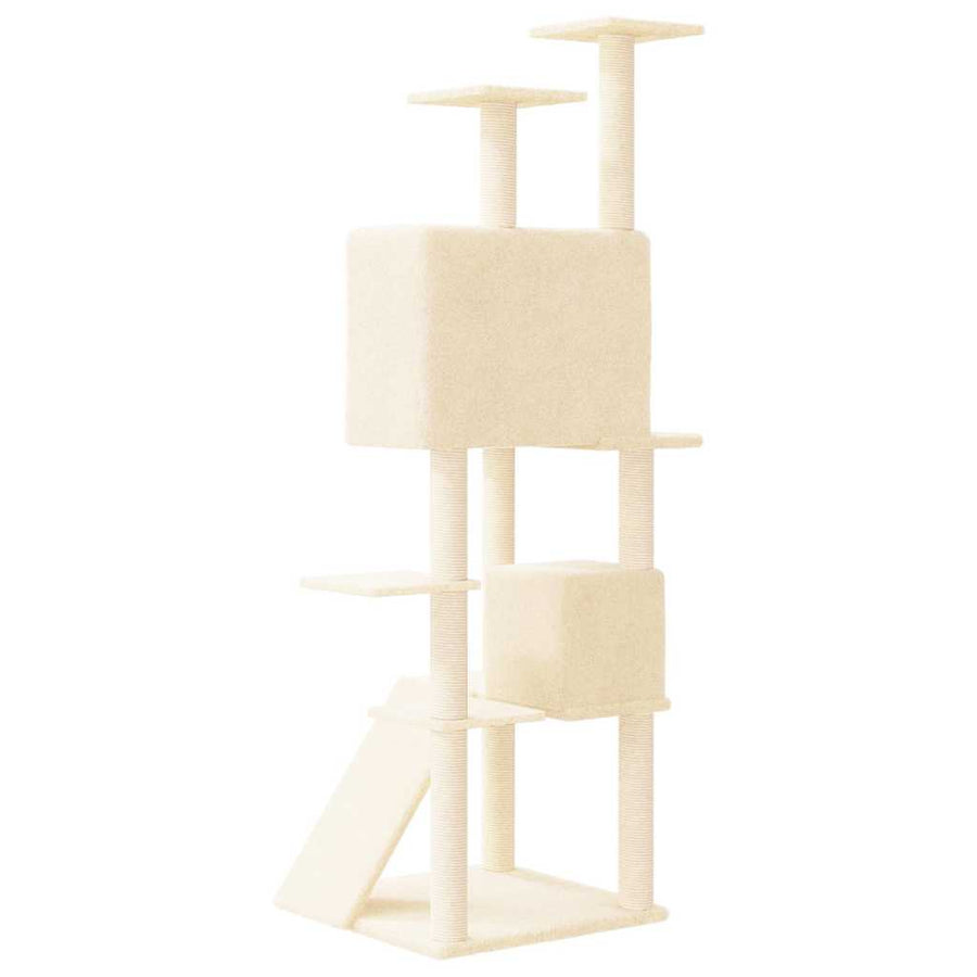 Cat Tree with Sisal Scratching Posts Cream 153 cm