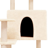 Cat Tree with Sisal Scratching Posts Cream 153 cm - Rear View