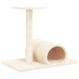 Cat Scratching Post with Tunnel Cream 60x34.5x50 cm - Front View