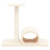 Cat Scratching Post with Tunnel Cream 60x34.5x50 cm - Side View