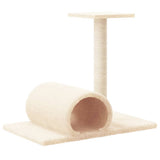 Cat Scratching Post with Tunnel Cream 60x34.5x50 cm - 45-Degree Angle