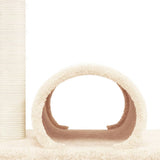 Cat Scratching Post with Tunnel Cream 60x34.5x50 cm - Rear View