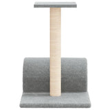 Cat Scratching Post with Tunnel Light Grey 60x34.5x50 cm - Top-Down View