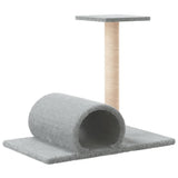 Cat Scratching Post with Tunnel Light Grey 60x34.5x50 cm - 45-Degree Angle