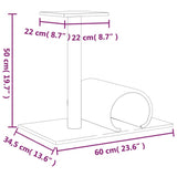Cat Scratching Post with Tunnel Light Grey 60x34.5x50 cm - Close-Up Angle