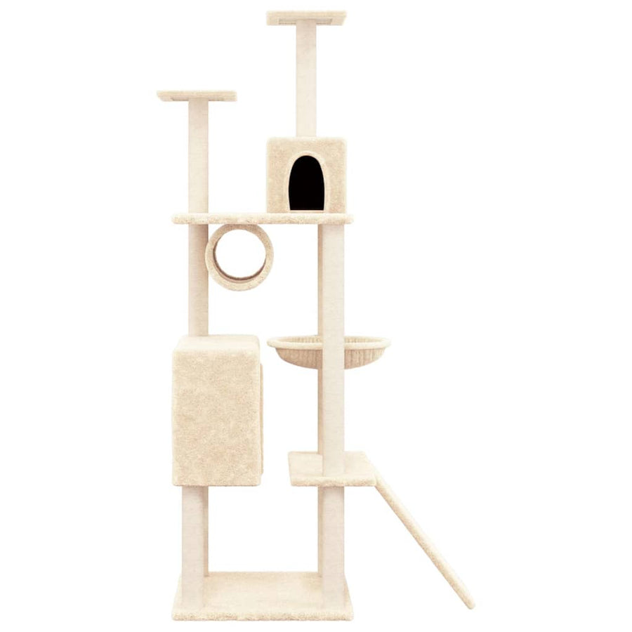 Cat Tree with Sisal Scratching Posts Cream 168 cm