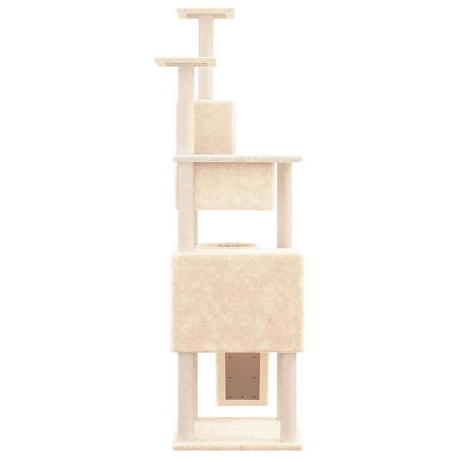 Cat Tree with Sisal Scratching Posts Cream 168 cm