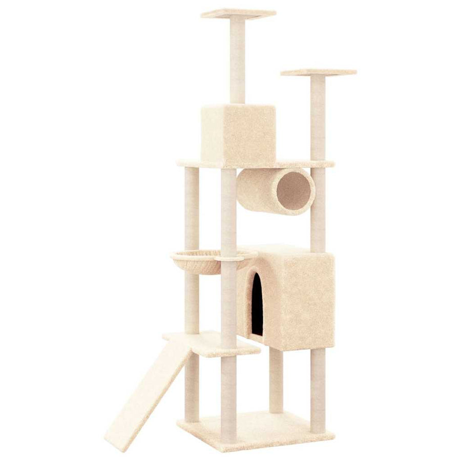 Cat Tree with Sisal Scratching Posts Cream 168 cm
