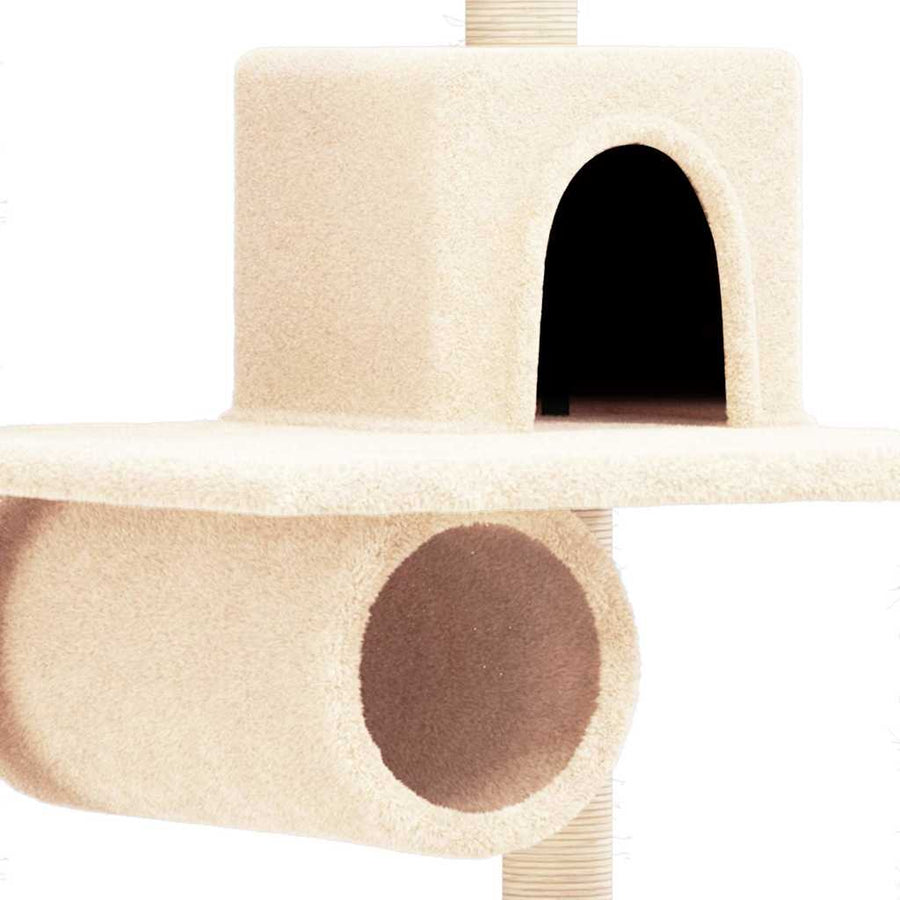 Cat Tree with Sisal Scratching Posts Cream 168 cm