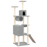 Cat Tree with Sisal Scratching Posts Light Grey 168 cm - Front View