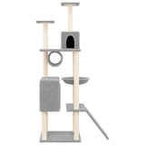 Cat Tree with Sisal Scratching Posts Light Grey 168 cm - Side View